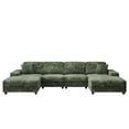 thumbnail image 5 of Convertible U-Shaped Combination Sofa, Corduroy Fabric, Modern Comfortable Large Size 4 Seat Sofa, Living Room Double Lounge Chair (Green), 5 of 11