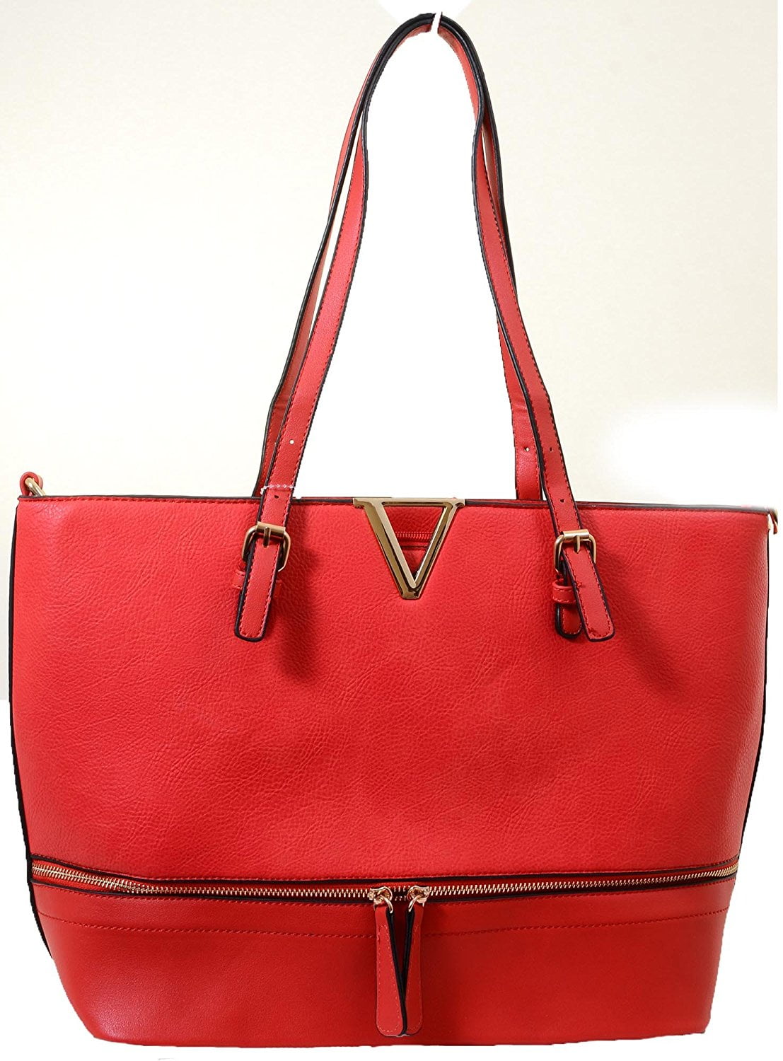 Red Vegan Leather Designer Inspired Valentine Tote Bag Purse