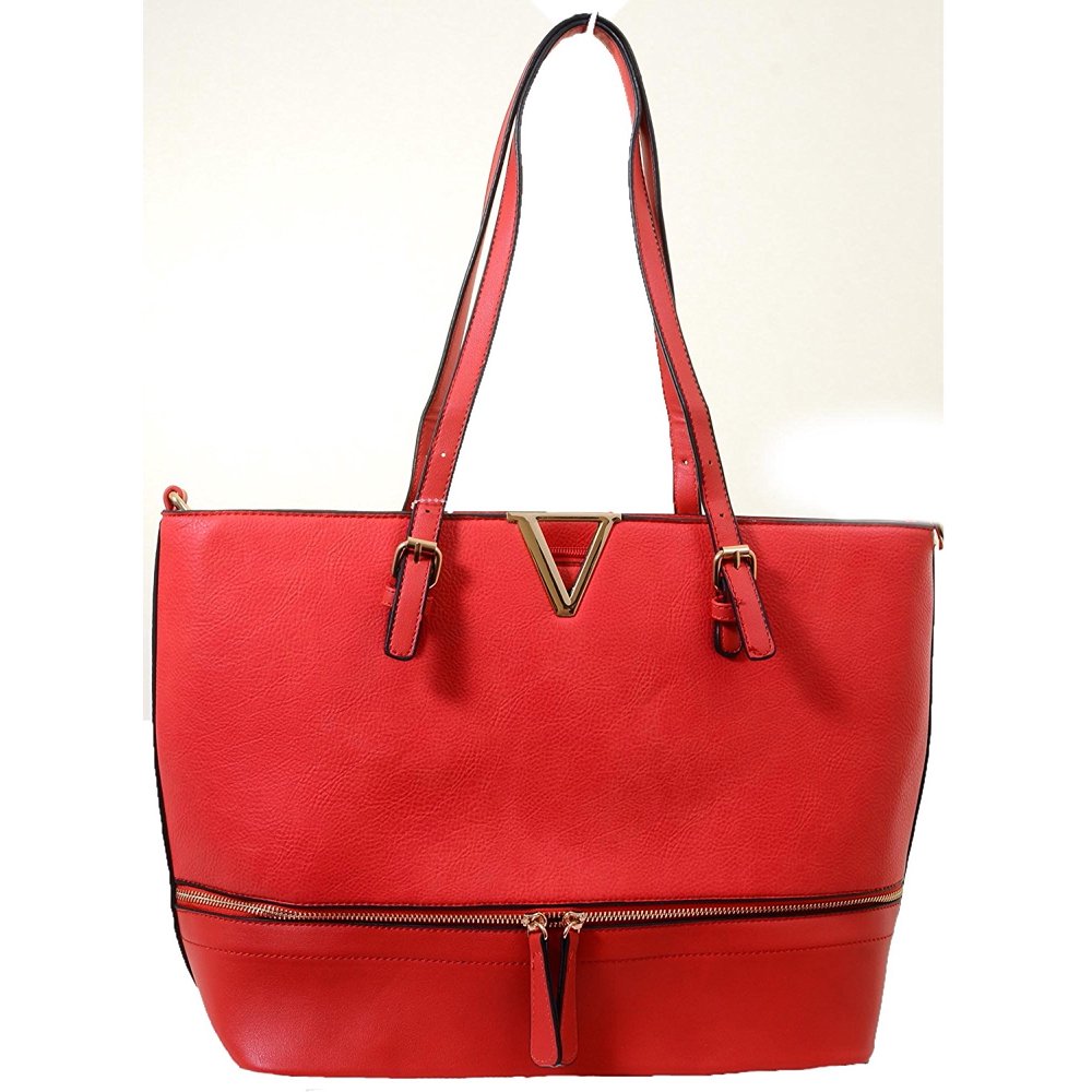 Fourever Funky Red Vegan Leather Designer Inspired Valentine Tote Bag