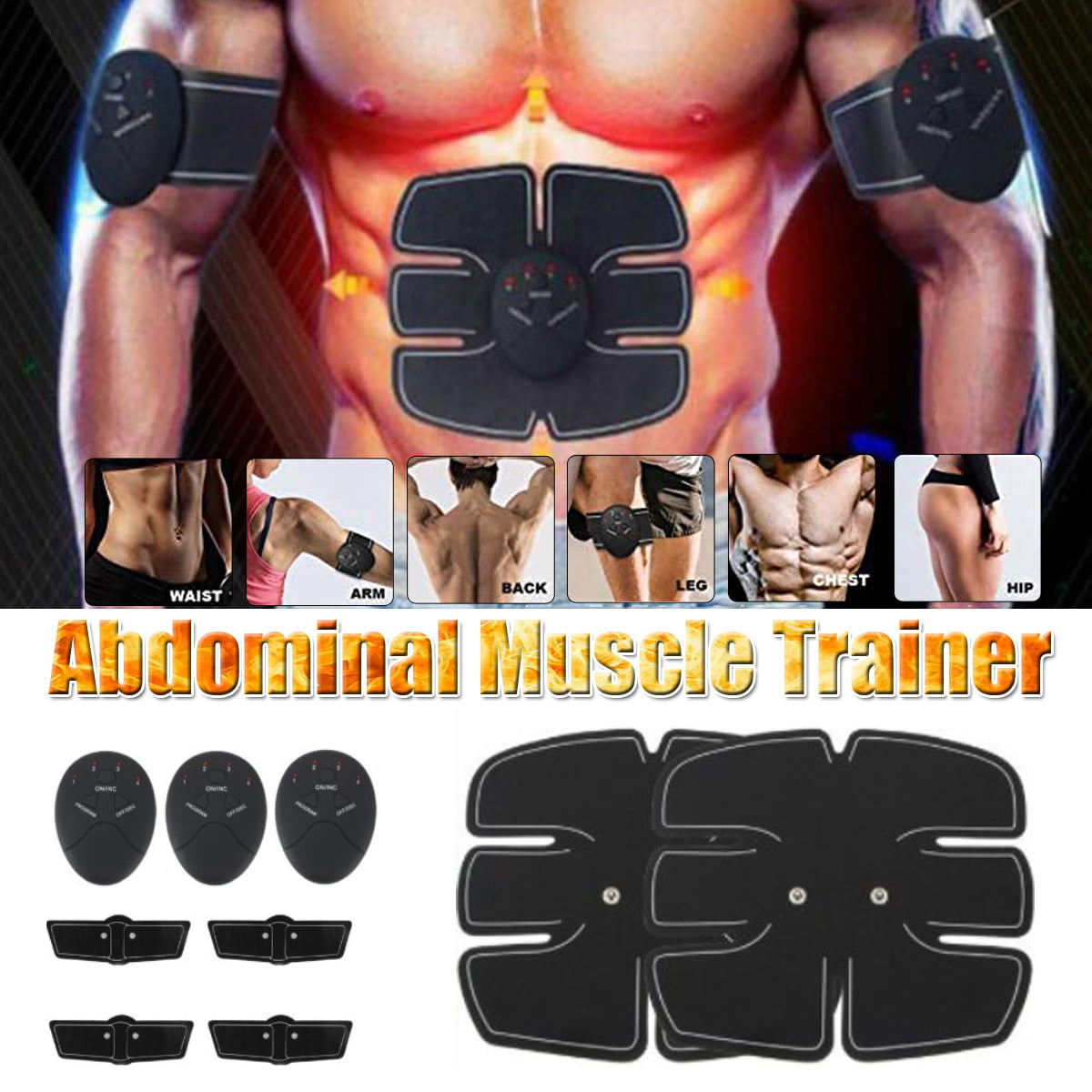 Abdominal Muscle Trainer Rechargable Electric Toning Stimulator SLIMMING Machine 