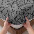 thumbnail image 3 of Twin Sze Fitted Sheet Set - Grey Halloween 2 Piece Bedding Sets 16" Deep Pocket Fitted Sheet with 1 Pillowcase, Black Spiders Net Classic Gingham Brushed Microfiber Hotel Luxury Bed Sheets, 3 of 9