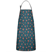 Dark Blue Christmas Reindeer Pattern Apron-Garden Aprons for Women with Pockets-Cotton Linen Waterproof Kitchen Cooking Gardening Aprons Adjustable for Kitchen,Cooking,BBQ and Salon 33"x27"