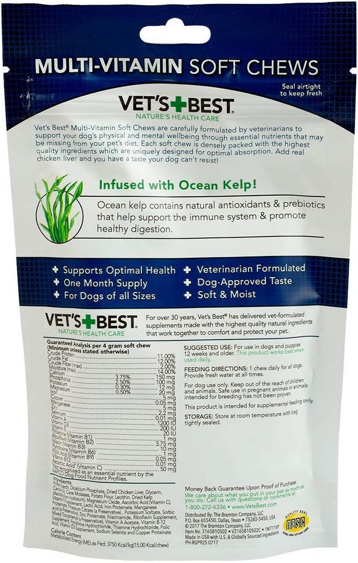Vet's Best Multi-Vitamin Soft Chews Dog Supplements, 30 Day Supply