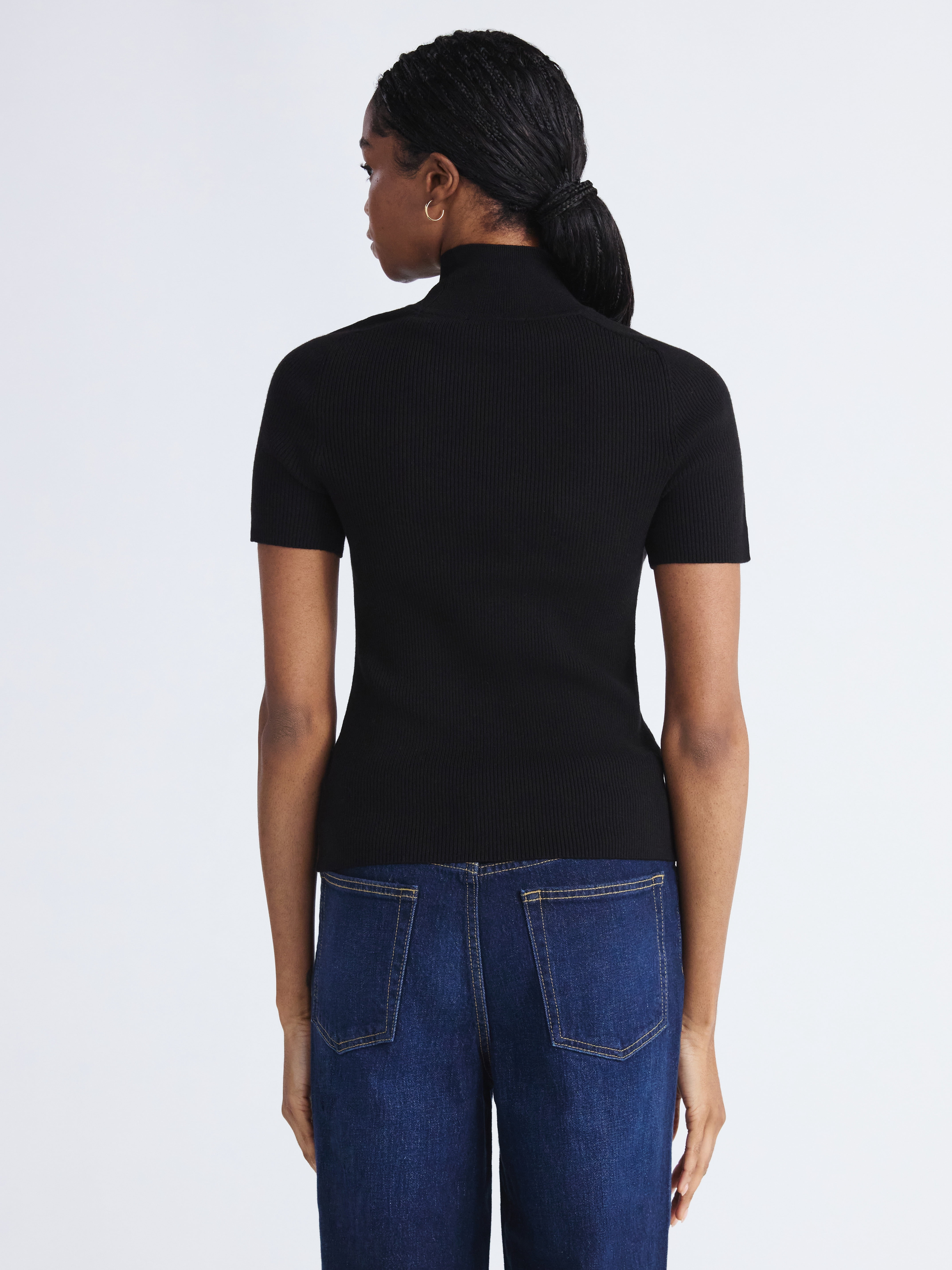 Free Assembly Women's Cozy Yarn Mock Neck Sweater with Short Sleeves, Lightweight, Sizes XS-XXL