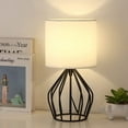 thumbnail image 3 of 2 Pack Boho Style Table Lamps w/ Black Metal Cage Base Bedside Lamp for Den Dorm, 3 of 9