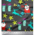 thumbnail image 1 of Soimoi Gray Cotton Cambric Fabric Santa & Gifts Kids Printed Fabric 1 Yard 56 Inch Wide, 1 of 3