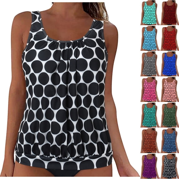 COMVALUE Tankini Swimsuits for Women Swim Modest Tummy Control Bathing Suits Swim Tank Top Only (Orange, 4XL)