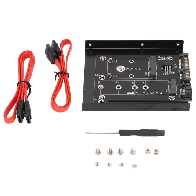 Adaptateur SATA 2 en 1 MSATA/M2 NGFF SSD vers Convertisseur SATA3 Double Port avec 3,5 Pouces Support de Disque Dur Accessoires Informatiques