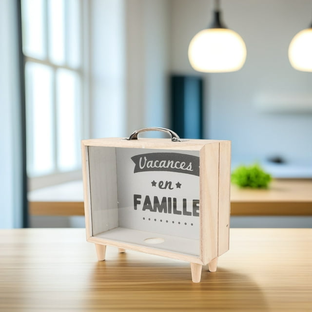 COOPHYA Banque en Bois Multi pour Rangement de Pièces avec Fenêtre Transparente, Design Compact et Robuste, 6.5 x 4.5 x 5 Pouces