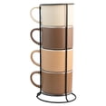 thumbnail image 3 of Juego 4 Tazas Apilables de Porcelana, Capacidad 360 ml con Estante Negro, Set de 4 Tazas en Tonos Tierra, Ideal para Café, Cacao, Leche y Té con Caja de Regalo, 3 of 14