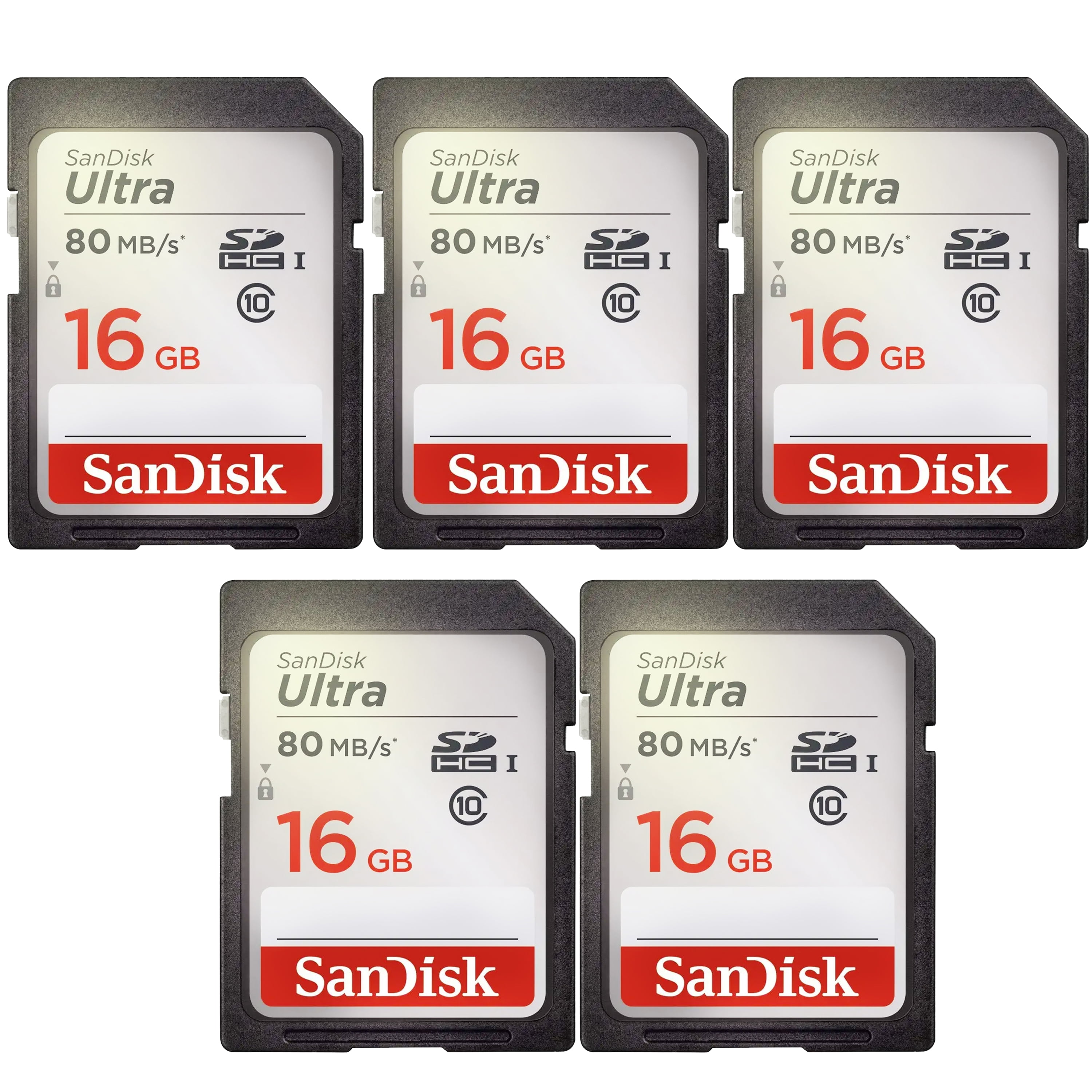 5 Packs Ultra 16GB Class 10 SDHC UHS-I Memory up to 80MB/s SDSDUNC-016G-GN6IN - Walmart.com