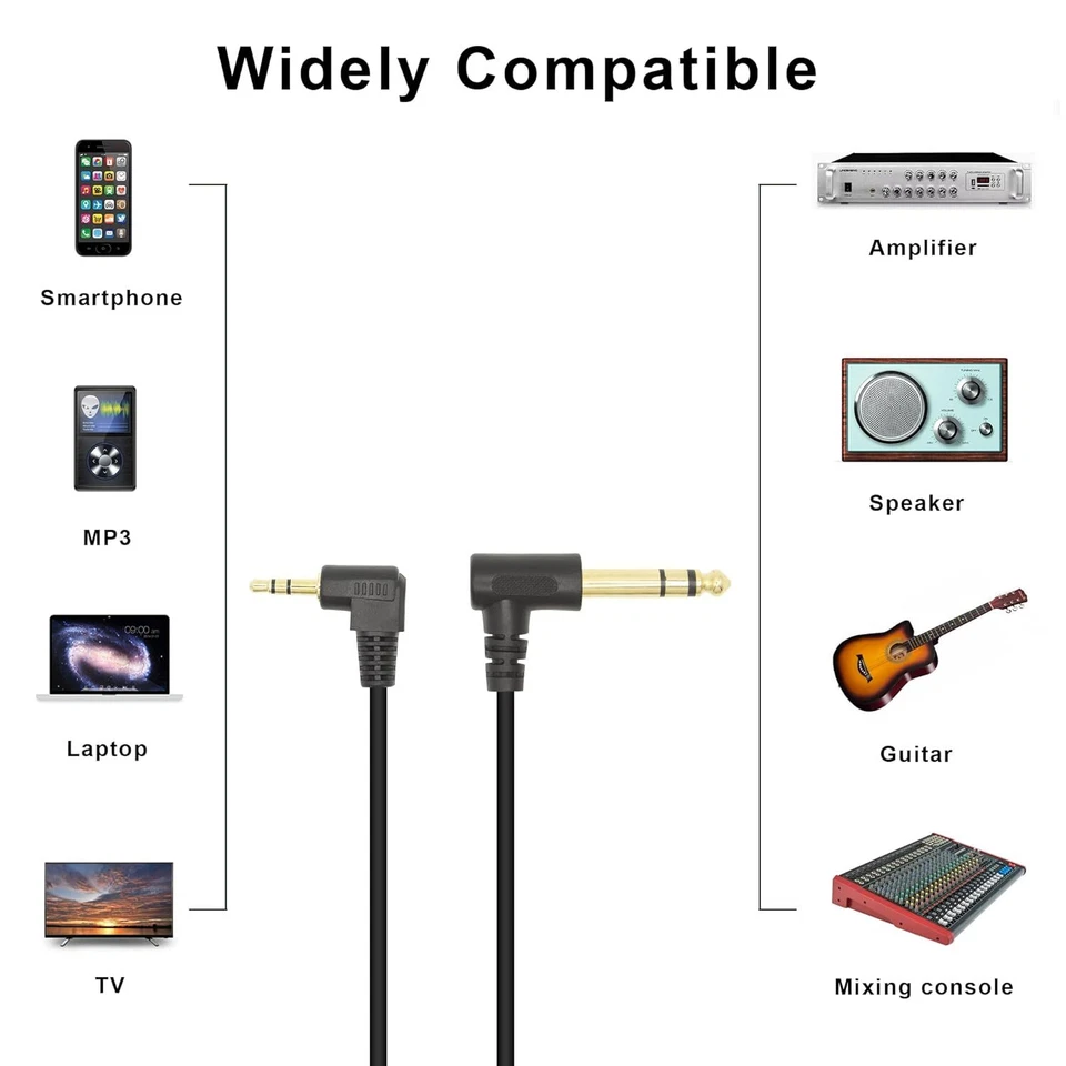 BUTTERFLY- 2X 3.5Mm 1/8" Male To 6.35Mm 1/4" Male Stereo Trs Audio Aux Cable Guitar Speaker