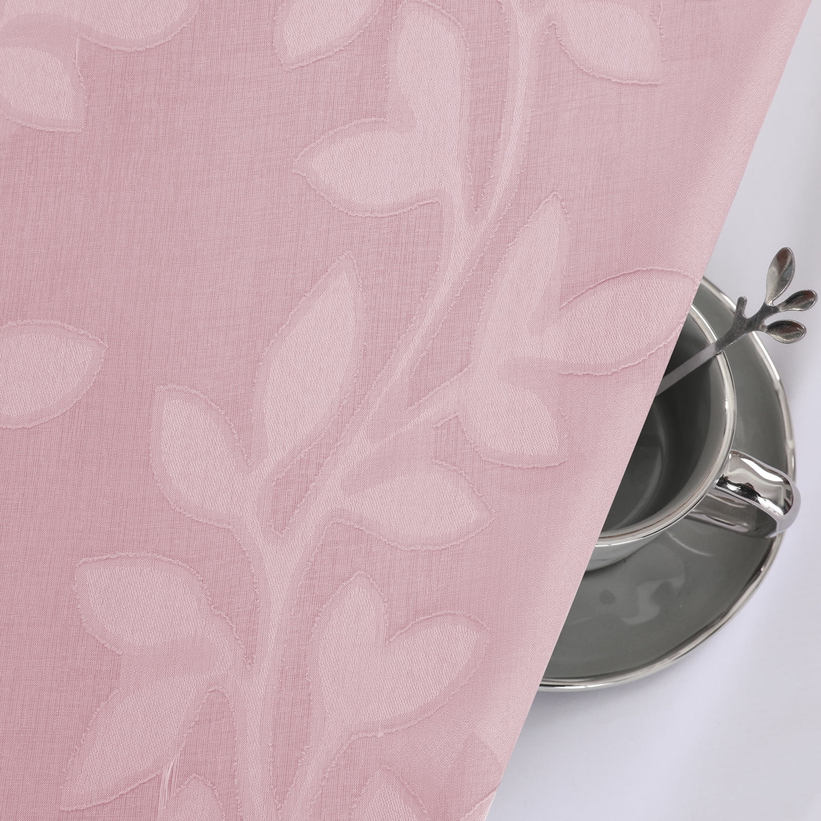 OVZME Darla Sheer Curtains 84 Inches Long 2 Panels, Light Filter Breathable Jacquard Window Curtains for Living Room, Rod Pocket Sheer Curtains for Living Room Bedroom, 42Wx84L Inch Blush Pink