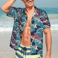 thumbnail image 7 of Fuzoiu Fish In The Wave Print Hawaiian Shirt for Men, Summer Beach Casual Short Sleeve Button Down Shirts, Men’s Beach Summer Shirts with Pocket,Medium, 7 of 7