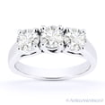 thumbnail image 2 of Round Cut Charles & Colvard Forever ONE Moissanite 3-Stone Engagement Ring in 14k White Gold, 2 of 5