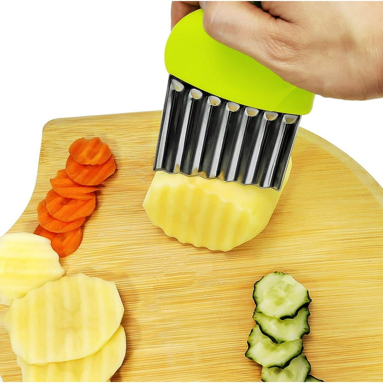 Bligo Potato Crinkle Cutter, Stainless Steel Crinkle Cutting Tool, Potato Fry Cutter, Kitchen Vegetable Wavy Blade Cutter, Vegetable Strips Salad