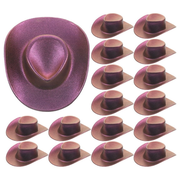 FRCOLOR 20 Pcs Pink Cowboy Hat Kids Cowboy Hat Mini Cowboy Hat 5.50X4.50X1.50CM Purple