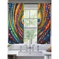 thumbnail image 2 of Colorful Peacock Sheer Curtains 63 Inch Long 2 Panels, Boho Abstract Feathers Polka Dots Light Filtering Rod Pocket Semi Sheer Curtains, Sheer Voile Drapes for Living Room Bedroom, 52"x63", 2 of 5