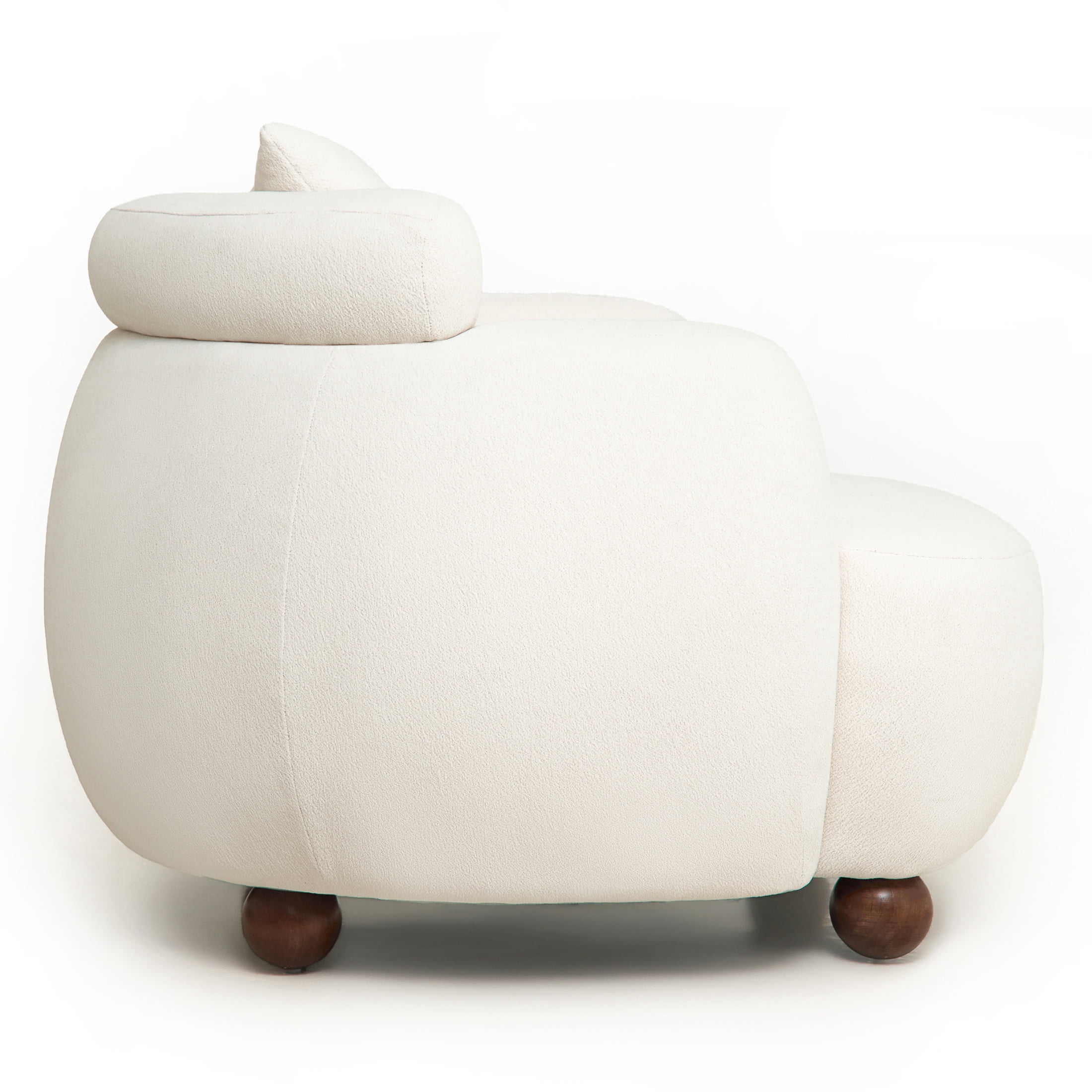Noble House Arlais 38" Nordic Style Lazy Club Chair, Upholstered Chenille Bucket Accent Sofa with Pillows, White