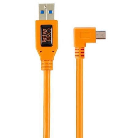 UPC: 0818307015029 | TetherPro Right Angle Adapter USB 2.0 to USB 2.0 Mini-B 5-Pin Pigtail Cable  20   Orange