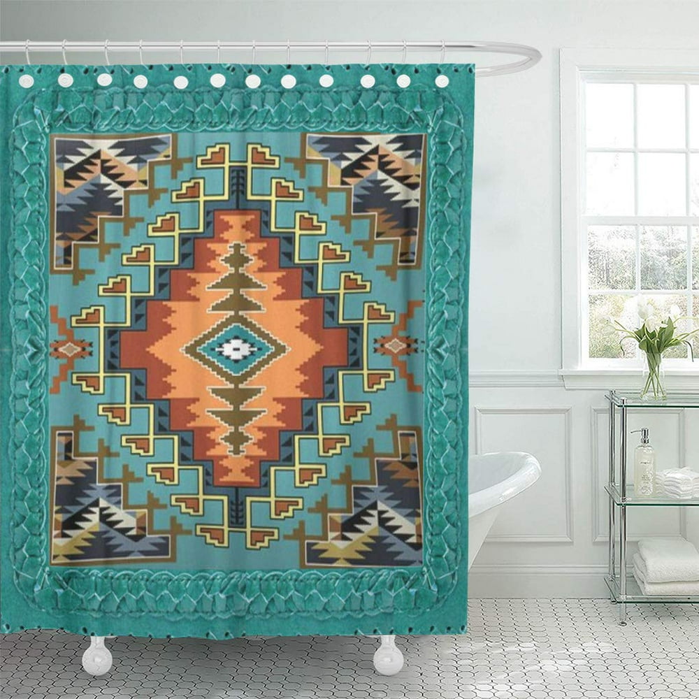 SUTTOM Southwest Western Sw Tribal Turq Orange Black Styles Old Shower