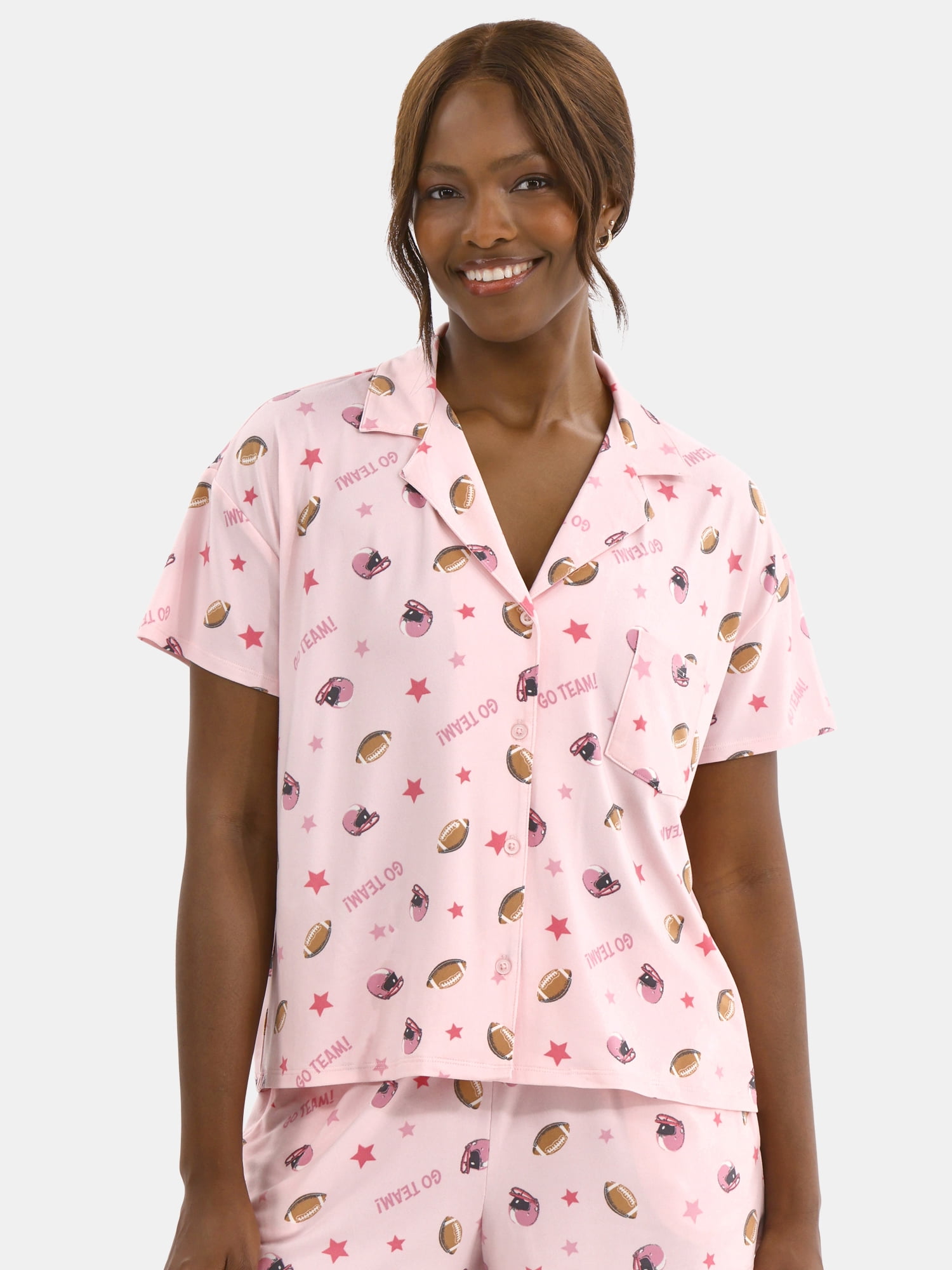 Halloween Women’s Printed Notched Top and Shorts Pajama Set from Way to Celebrate, 2-Piece, Sizes XS-3X