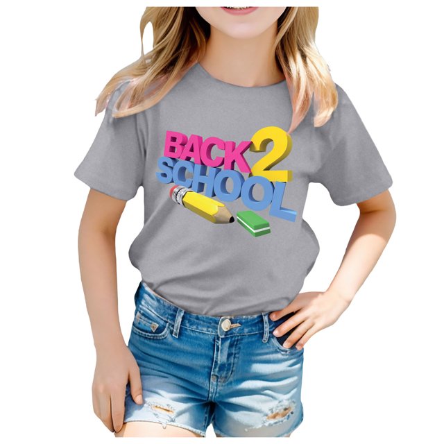 TZEWGL Cute Shirt For Child Back To School Season Printed Short Sleeve Clothing For Infnants size 11-12T