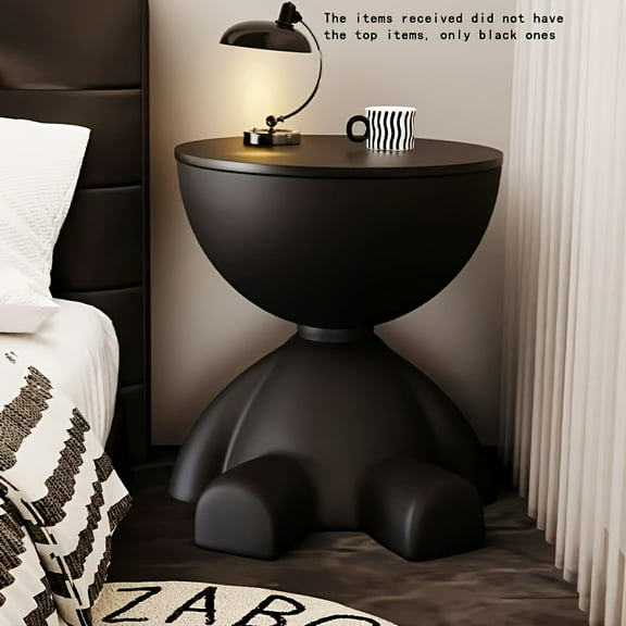 Bear-Shaped Nightstand with Lamp & Cup Holder - White Plastic Storage Table, Easy Assembly, Compact for Small Spaces, Playful Bedroom/Living Room Decor
