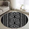 thumbnail image 2 of Round Area Rug 3ft Black Boho Floor Carpets Indoor Floor Area Mat Stain-Proof Mat Circle Rugs for Living Room Dining Room Kitchen Bedroom, Geometric Tribe Bohemian Style Sofa Throw Carpet, 2 of 9