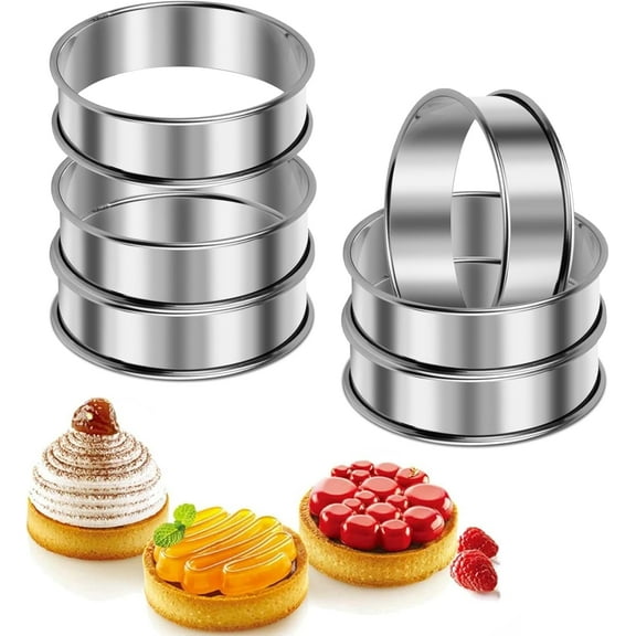 LIOUCBD Pack of 6 pancake moulds, crumpet rings, baking rings, 8.5 cm tartelette moulds, easy demouldable crumpets rings, baking rings, cake ring, round muffin rings, crumpet moulds for pancakes