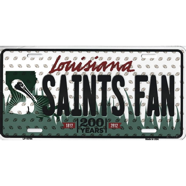 Saints Louisiana State Background Novelty Metal License Plate Tag 