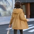 thumbnail image 6 of IROINNID Women's Hooded Winter Jacket Solid Color Long Sleeve Warm Comfy Stylish Fashion Sweater Casual Long Cardigan Tops, Khaki, 6 of 7