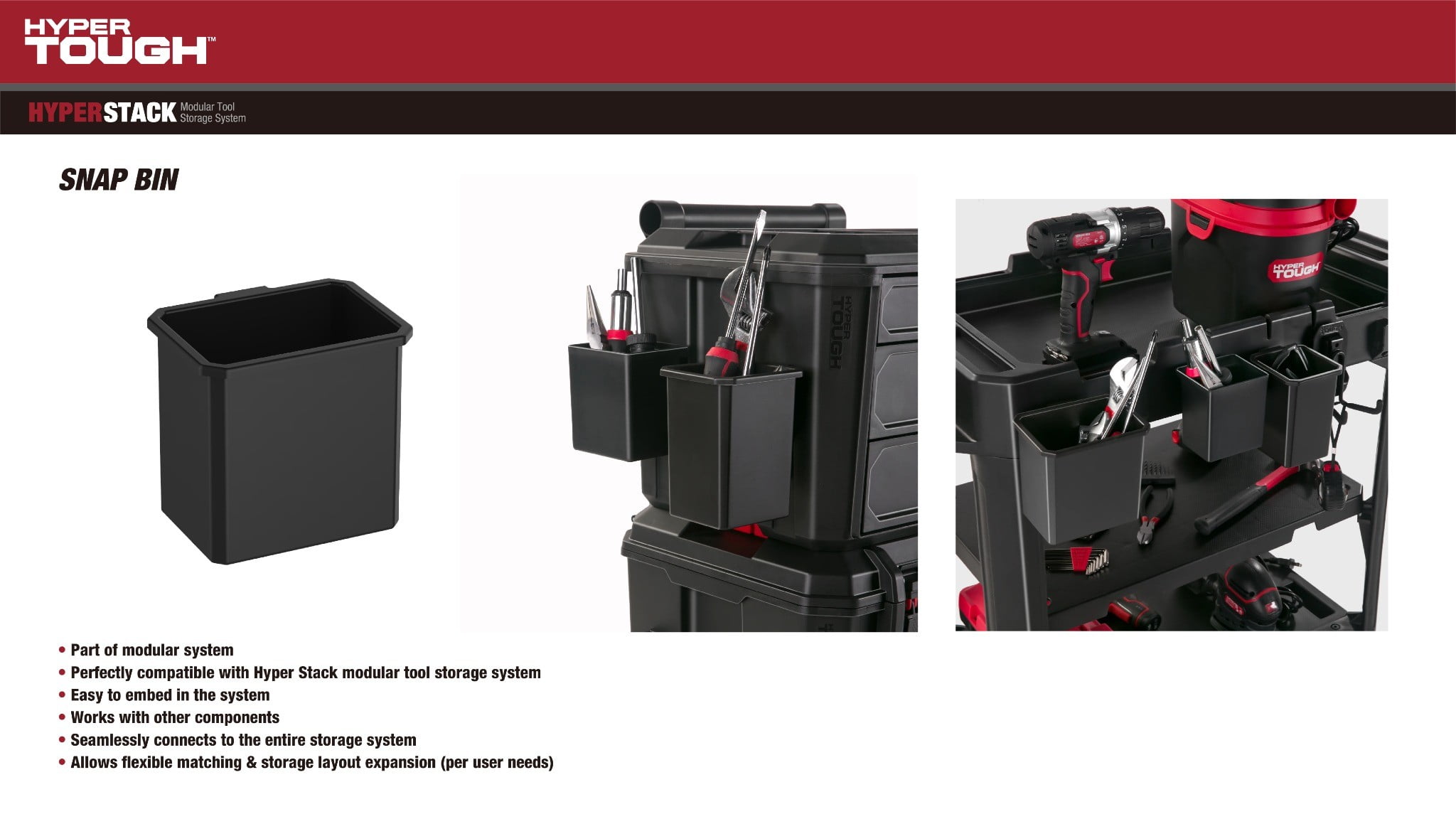 Hyper Tough Hyper Stack Snap Bin – Modular Storage Bin for Small