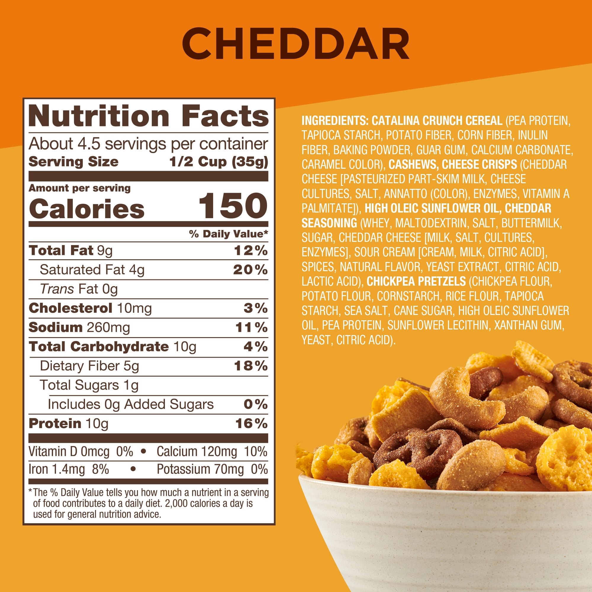 Catalina Crunch Mix Cheddar Keto Snack Mix | Keto Friendly, Low Carb, Protein Snacks, 5.25 Oz (Pack Of 3)