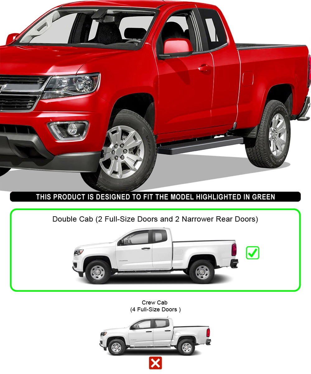 APS Running Boards 5in Black Compatible with Chevy Colorado GMC Canyon 2015-2022 Extended Cab Stainless Steel (Nerf Bars Side Steps Side Bars)