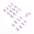 thumbnail image 3 of Parche para uñas con estampado de ondas azules, 24 Uds., tipo pegamento, extraíble, párrafo largo, manicura de moda, ahorro, 3 of 3