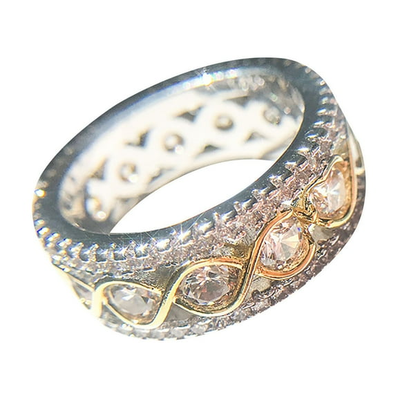 Guodhu Round Cut White CZ Diamond Delicate Wedding Band for Women Eternity Engagement Rings Promise Anniversary Jewelry Gift