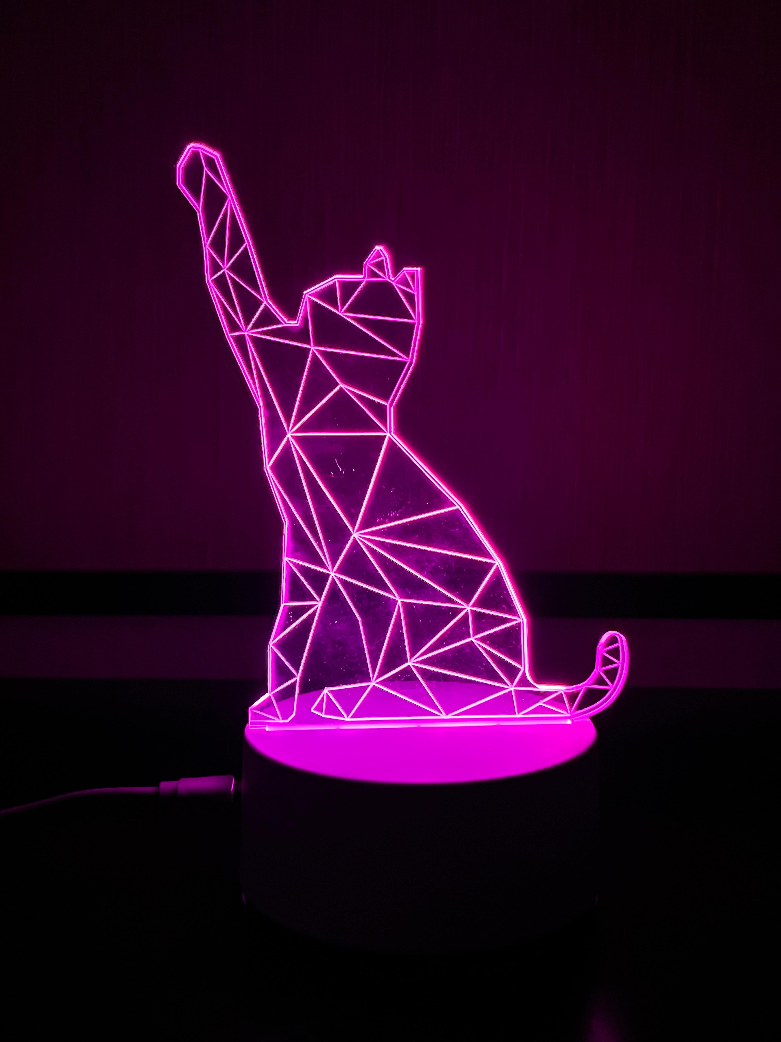 3D LED Geometric Cat Night Light Lamp