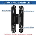 thumbnail image 3 of 6inch Hidden Door Hinges Invisible Hinges Concealed Hinges Zinc Alloy 180 Degree Swing Hinge 3 Way Adjustable Butt Hinge 6 x 2.5 x 1 inch Black (2 Pack), 3 of 3
