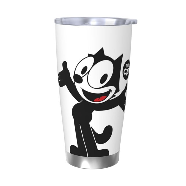 Vaso de 20 oz de Felix The Cat, taza de viaje para café con aislamiento al vacío de acero inoxidable, taza de café, taza de viaje con tapa, taza térmica para exteriores