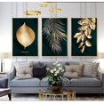 thumbnail image 2 of Juego de 3 carteles de pared CHAO diseño bosque hoja dorada palmera 30 x 40 cm Sin marco, 2 of 4