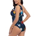 thumbnail image 6 of Balery Space Cartoon One Shoulder Swimsuits for Women Ruffle Swimsuits Tummy Control One Shoulder Bathing Suits-XX-Large, 6 of 8