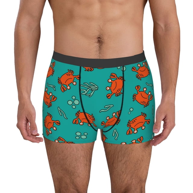 Fotbe Colorful Crab Calzoncillos Tipo Boxer con Bolsa de Soporte Total para Hombre, X-Temp Fresco, Transpirable y de Secado Rápido-Large