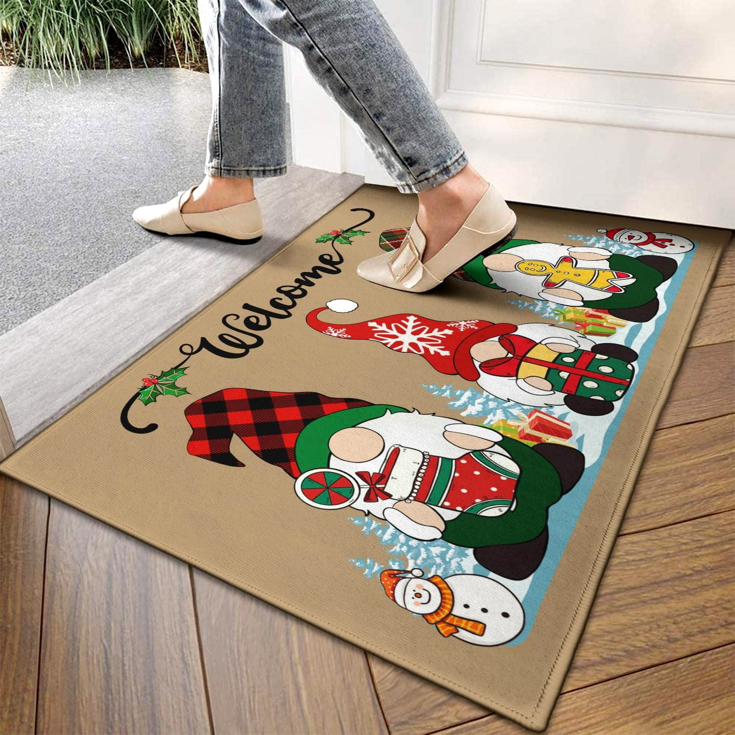 Christmas Door Mat Christmas Rug Christmas Decorations Gnome Christmas Rug Christmas Welcome Mat Indoor Winter Door Mat Outdoor 30"x17"