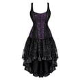 thumbnail image 4 of Women Gothic Corset Dress, Vintage Jacquard Bustier Top with High Low Ruffle Skirt Set, Victorian 2 Piece Outfit for Holiday Party and Stage Performance, 4 of 4