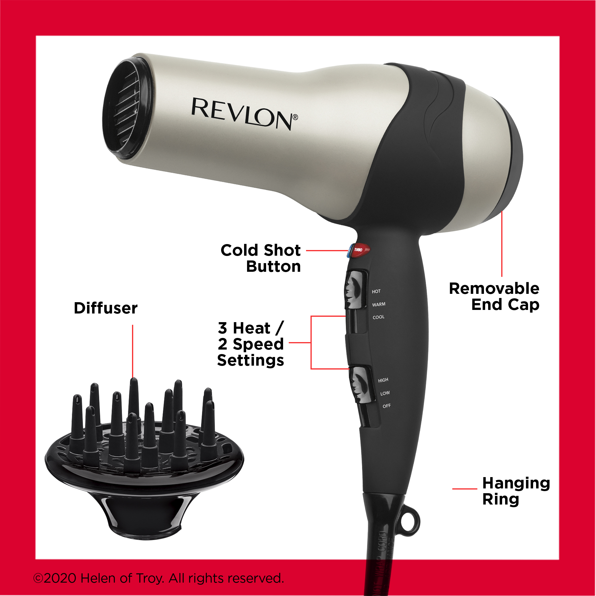 Revlon 1875W Turbo Ceramic + IONIC Hair Dryer, Gray - image 5 of 6