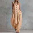 thumbnail image 2 of Edvintorg One Piece Jumpsuits for Women 2026 Sleeveless Casual Loose Ruffle Rompers Jumpers with Pockets Summer Beach Travel Clothes, 2 of 6