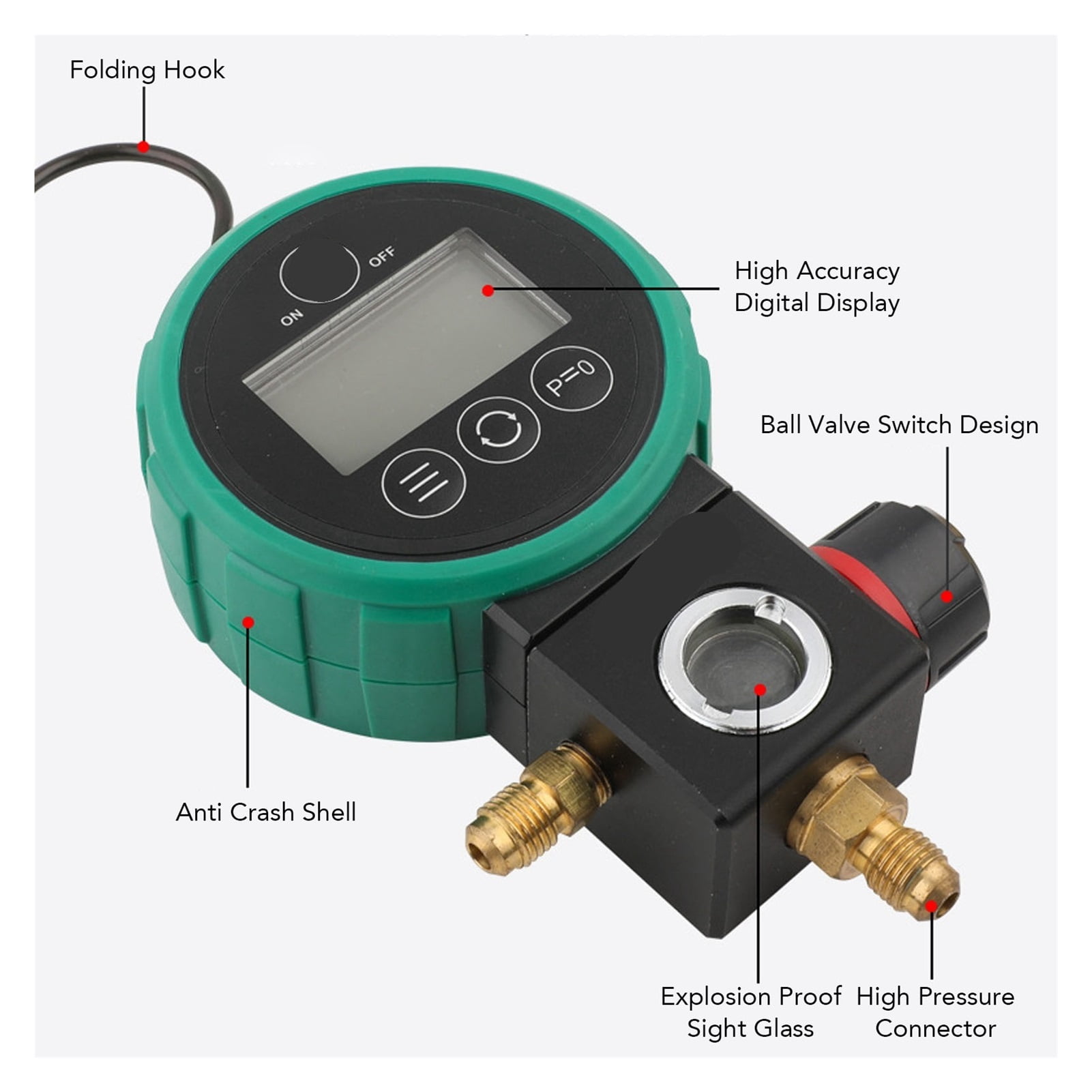 HVAC Vacuum Gauge Tester Power Saving Overpressure Alarm Digital HVAC Gauge Timed Shutdown