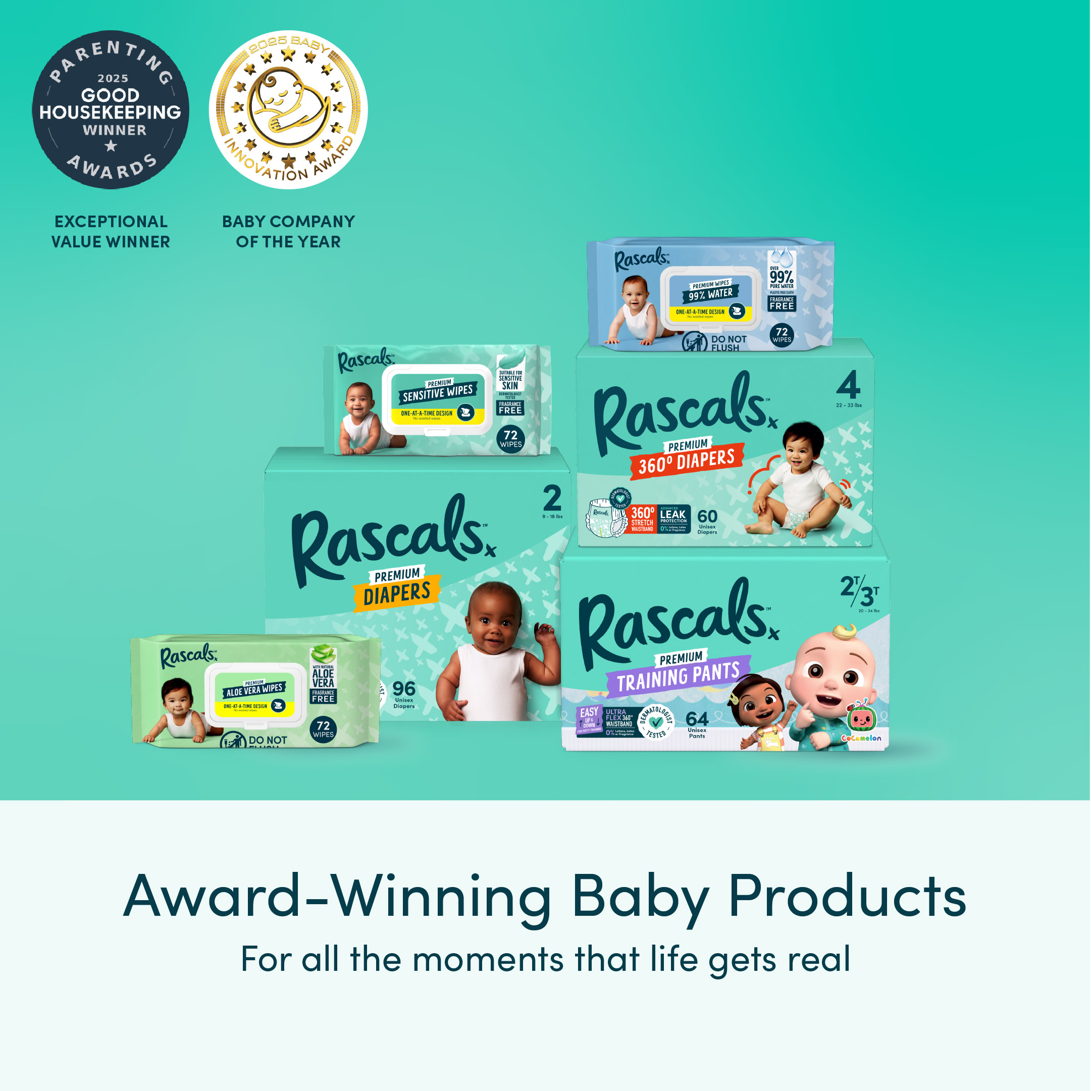 Rascals Pañales desechables premium absorbentes para bebé Talla 3, 88 unidades 6