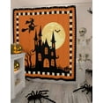 thumbnail image 4 of Halloween Shower Curtain Set ，Waterproof Fabric Shower Curtains Witch Bat Orange Black Border Castle Moon Shower Curtains for Bathroom,Bathroom Decor 72"x72", 4 of 6